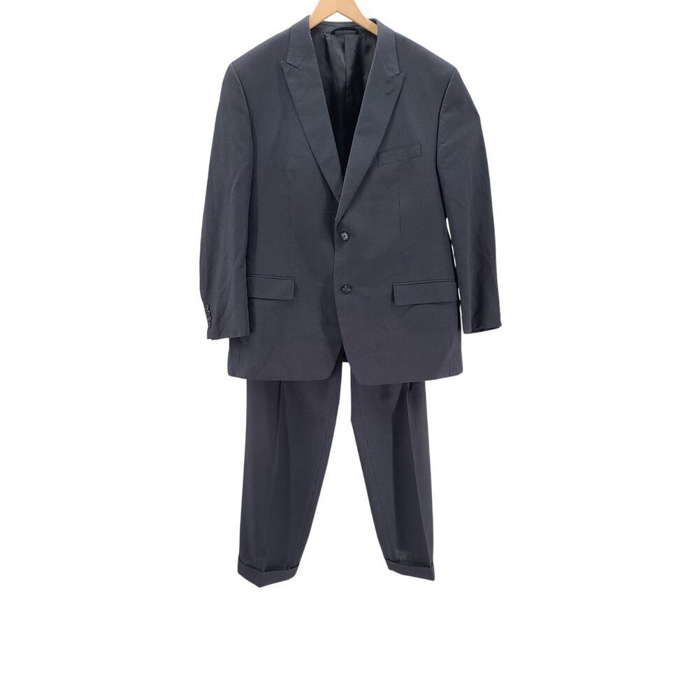 Sean John Navy blue pinstripe suit 48R Classic Boxy board room wedding guest - Picture 1 of 8